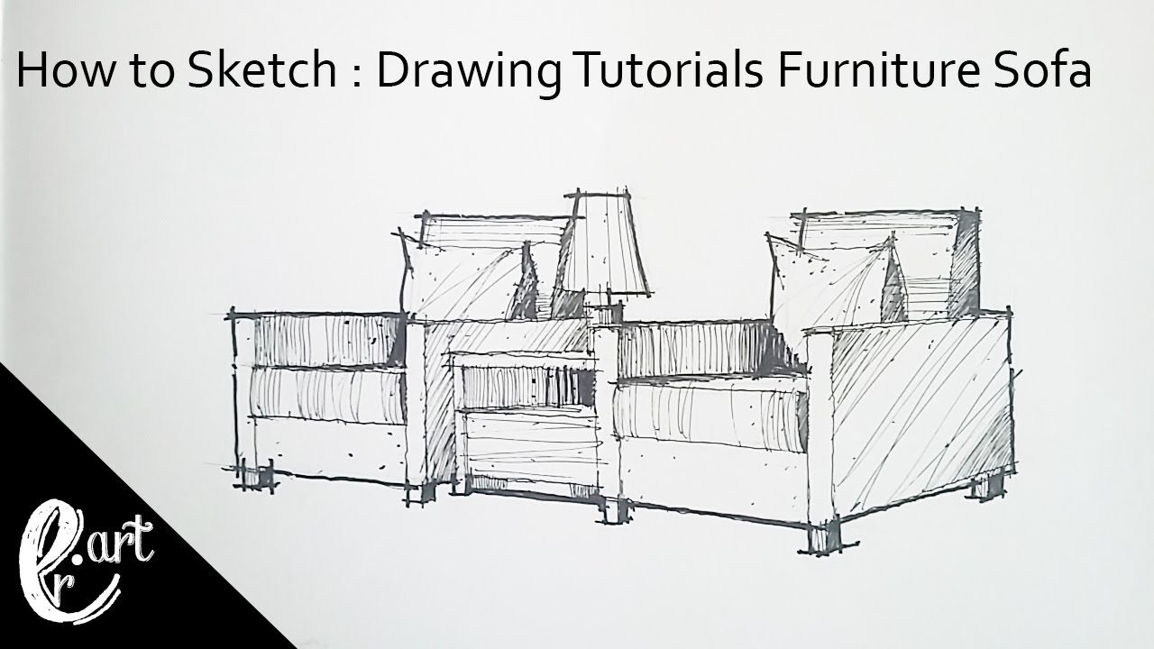 1280x720 how to sketch drawing tutorials furniture sofa easy - Furniture Drawing