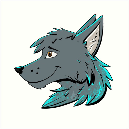 550x550 Furry Wolf Headshot Art Prints - Furry Wolf Drawing