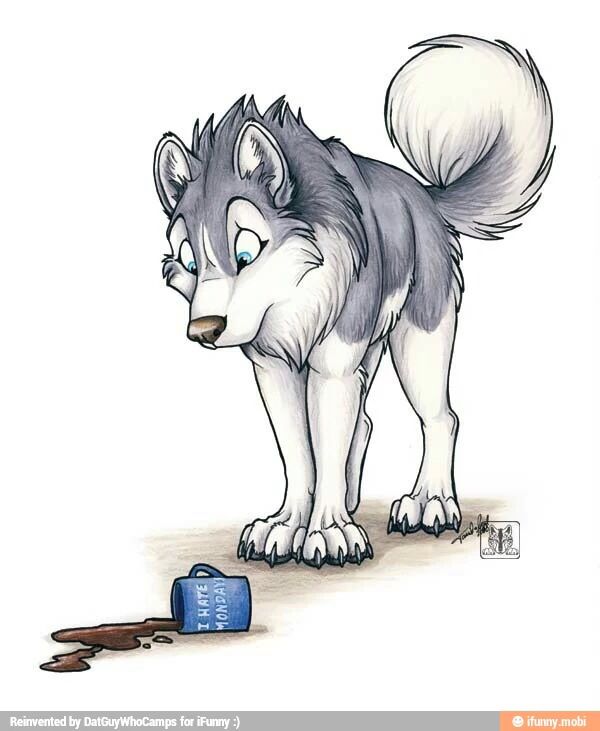 600x731  - Furry Wolf Drawing