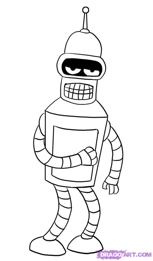 532x908 how to draw bender, step - Futurama Drawings.