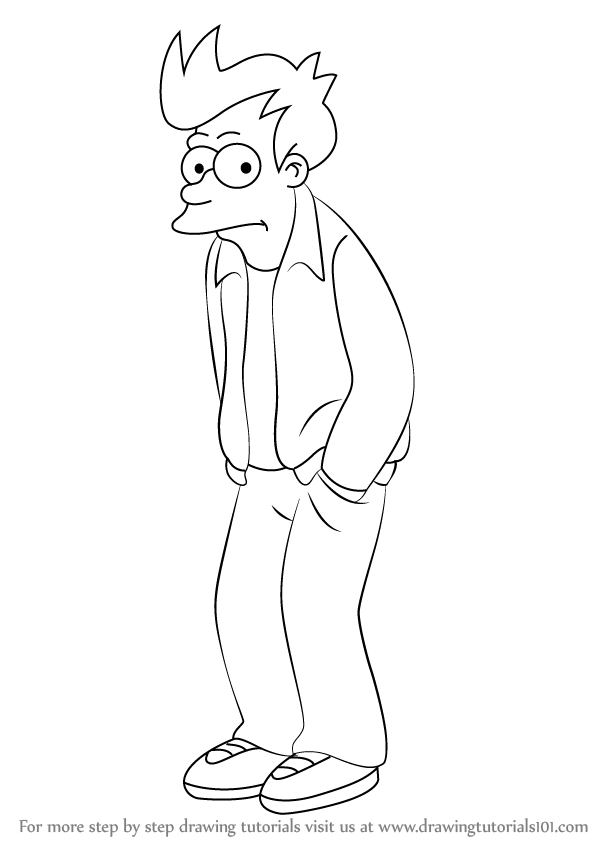598x844 How To Draw Fry From Futurama - Futurama Drawings