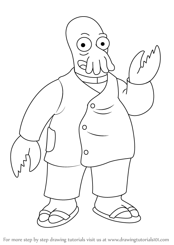 598x844 Learn How To Draw Zoidberg From Futurama - Futurama Drawings