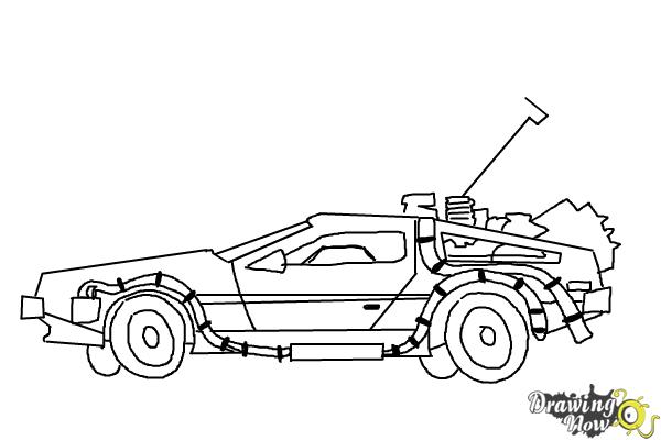 600x400 How To Draw The Delorean Time Machine From Back To The Future - Future Car Drawing