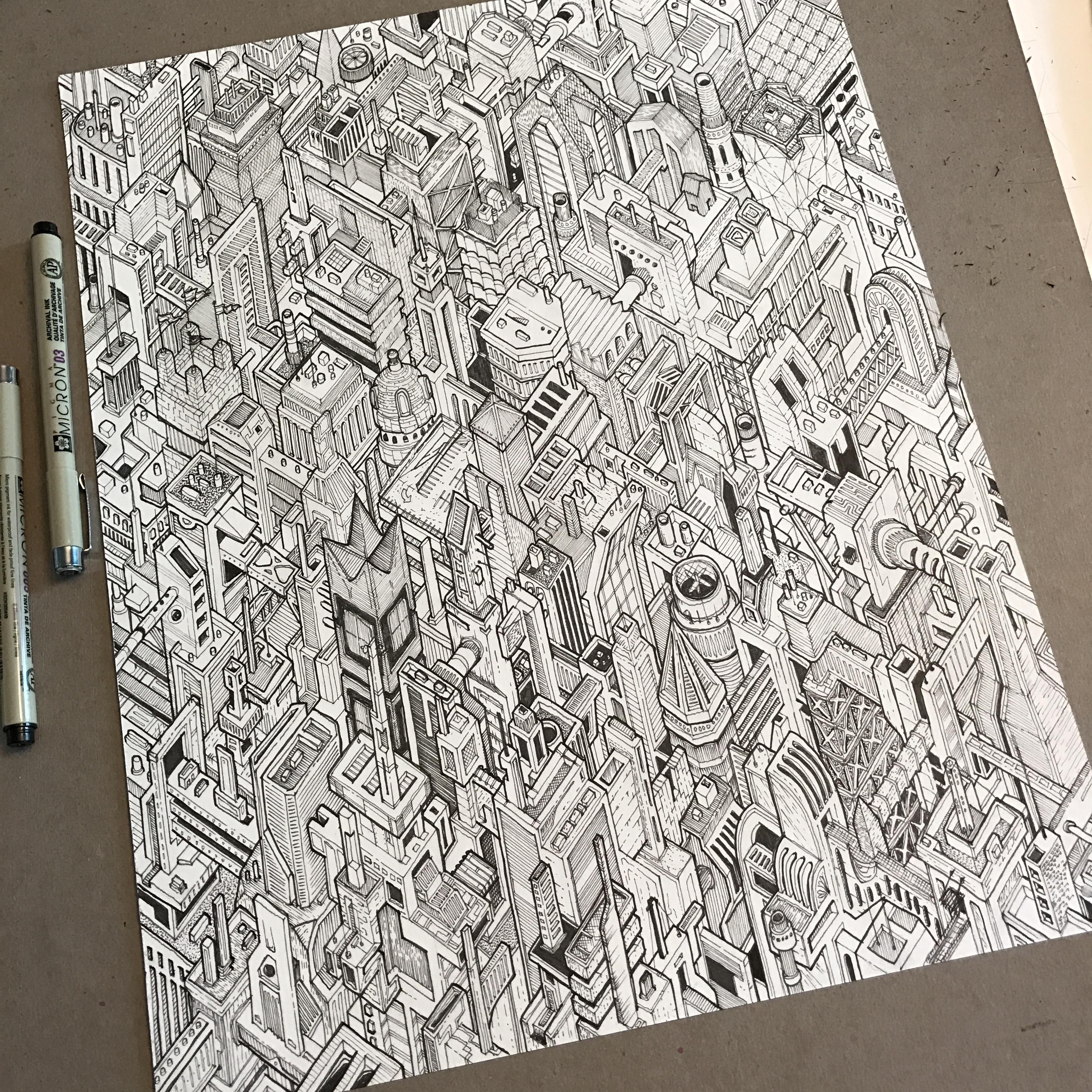 3024x3024 Future City - Future City Drawing