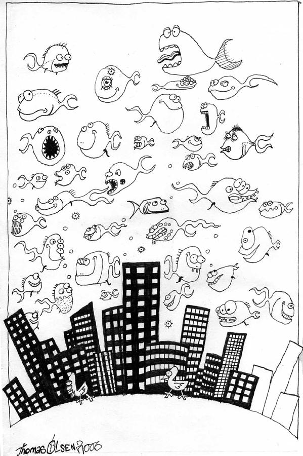 599x900 City Of The Future Drawing - Future Drawing