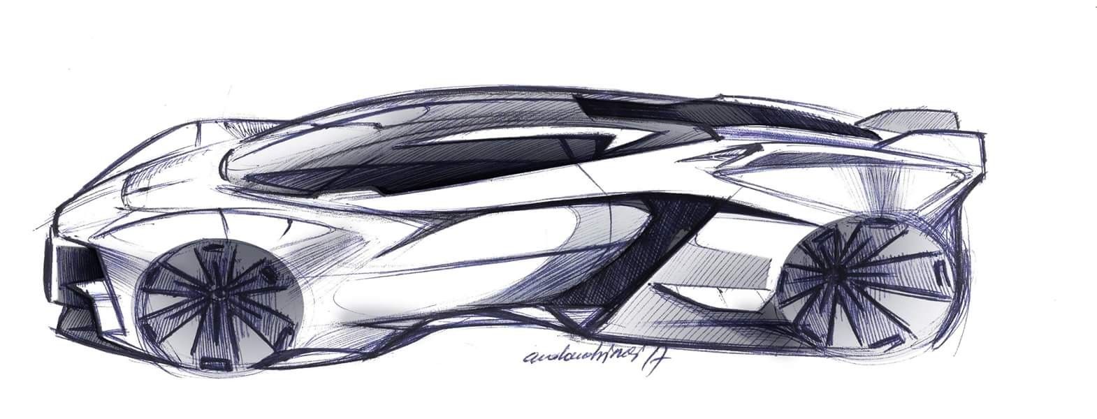 1570x600 futuristic supercar design sketch, side view, industrial design - Futuristic Car Drawing