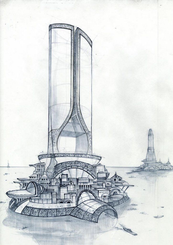 724x1024 Futuristic Architecture Sketch - Futuristic Drawings
