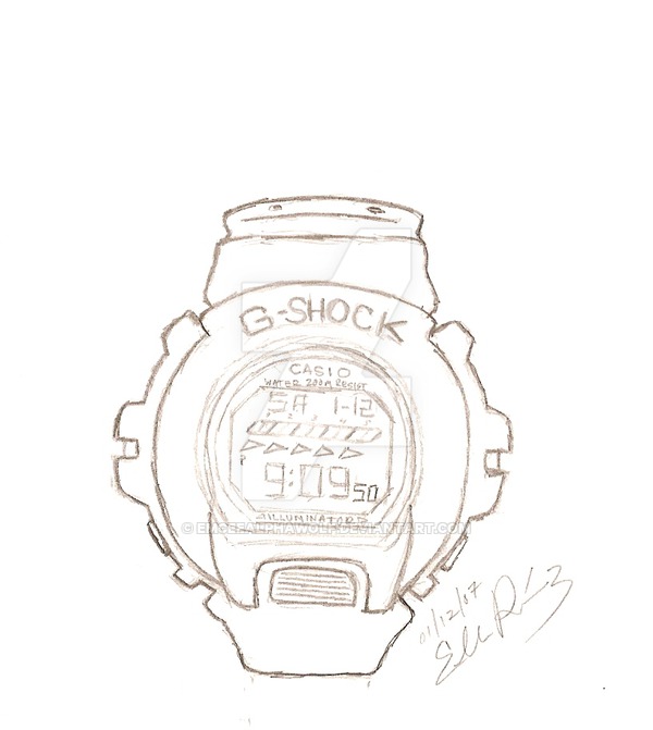 600x671 g shock watch - G Shock Drawing