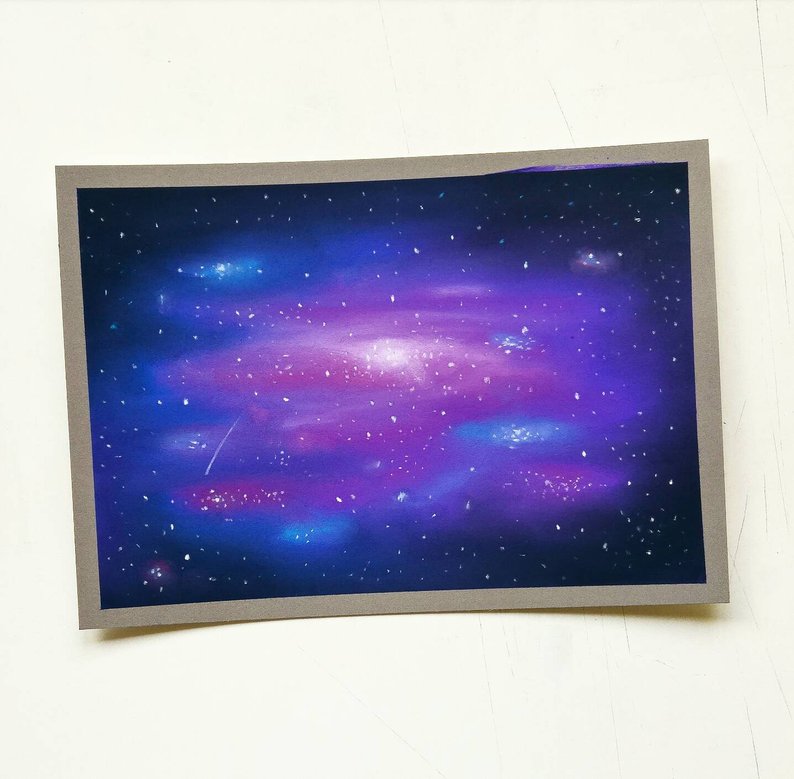 794x779 Galaxy Drawing Pastel Art Original Art Night Sky Etsy - Galaxy Drawing