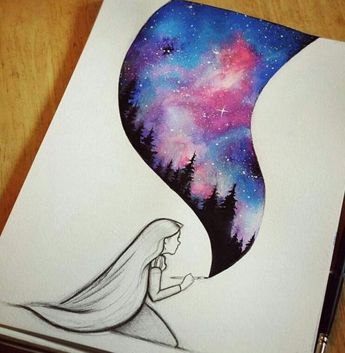 500x511 Art, Disney, Draw, Drawing, Galaxy On We Heart It - Galaxy Drawing