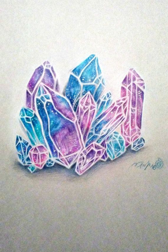 570x853 Prismacolor Colored Pencil Crystal Drawing, Galaxy Crystal Artwork - Galaxy Drawing Color Pencil