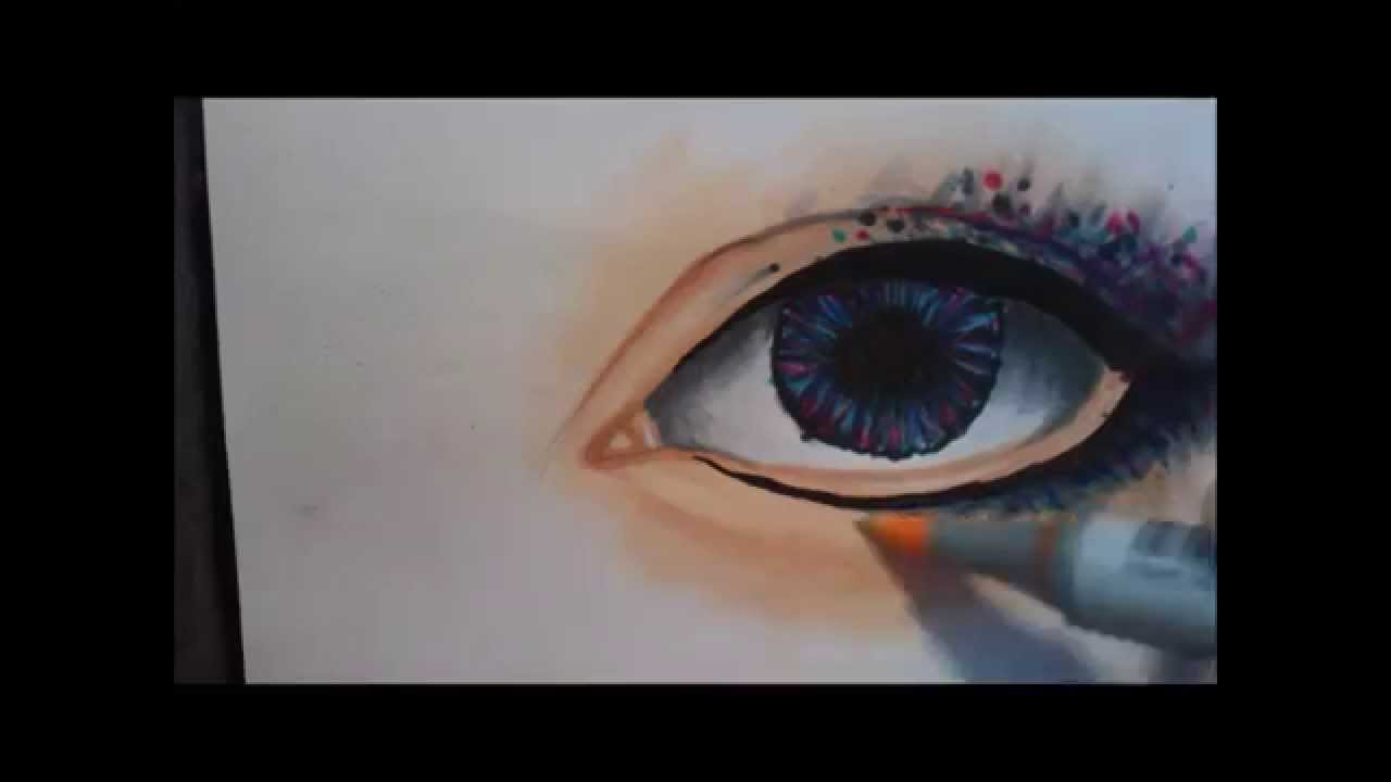 1280x720 How To Draw A Galaxy Eye Copics Colored Pencils - Galaxy Eye Drawing