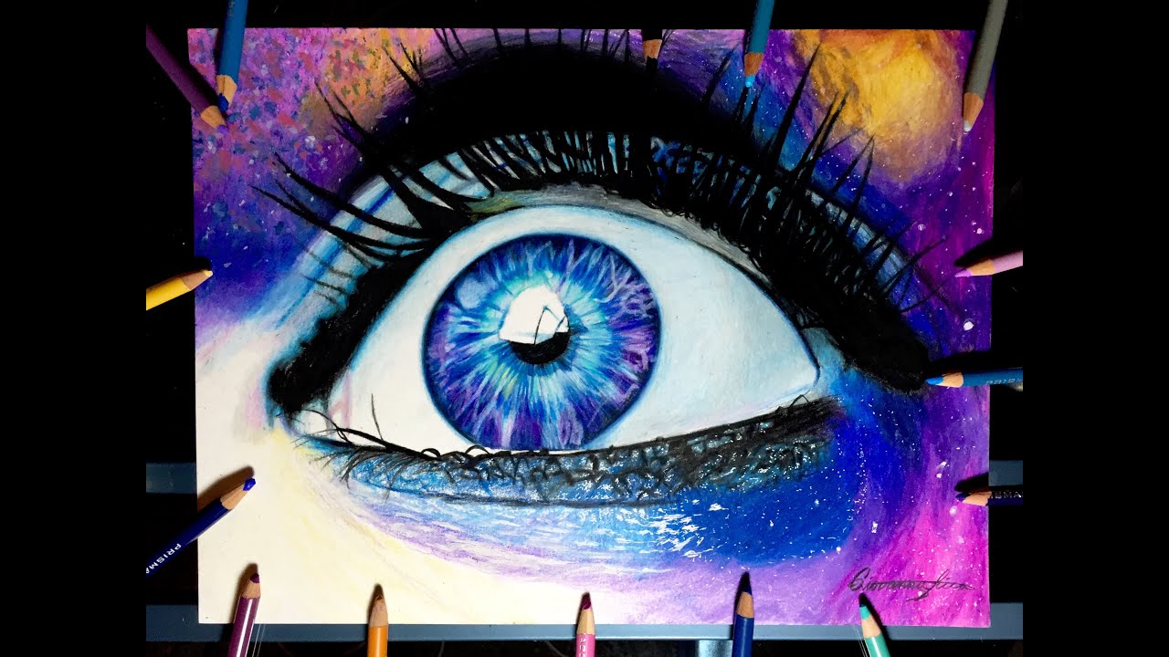1280x720 Realistic Galaxy Eye Drawing Timelapse - Galaxy Eye Drawing