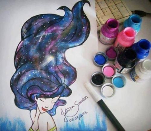 500x436 Galaxy Hair - Galaxy Hair Drawing
