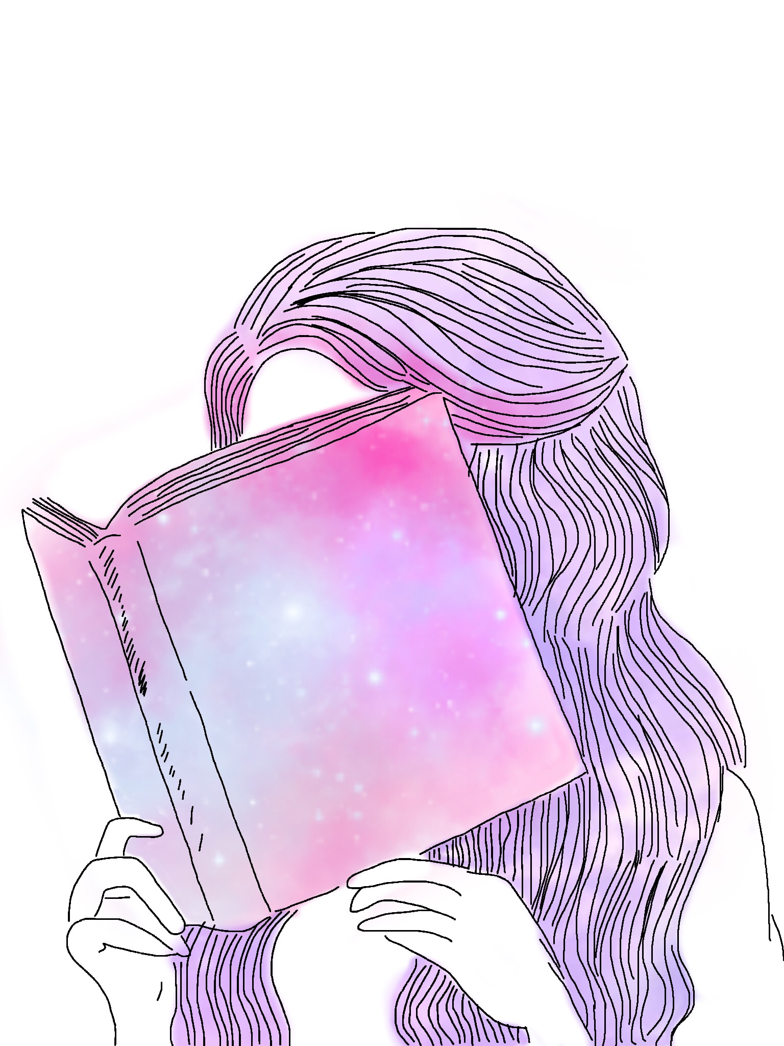 1536x2048 Freetoedit Girl Book Pastel Galaxy Hair Hands Sketched - Galaxy Hair Drawing