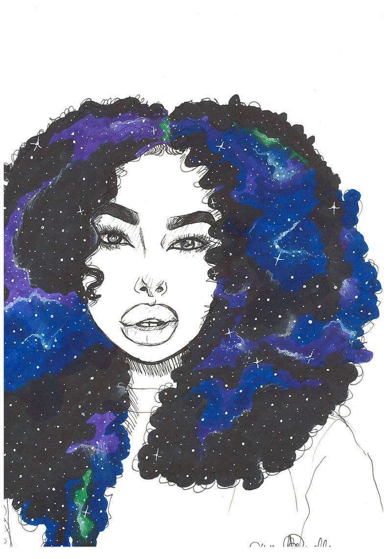794x1141 Galaxy Hair Poster Print Etsy - Galaxy Hair Drawing