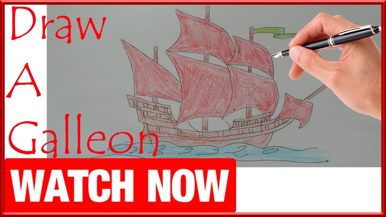 1280x720 how to draw a galleon - Galleon Drawing