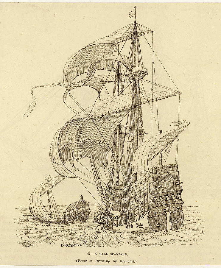 742x900 spanish galleon date circa drawing - Galleon Drawing