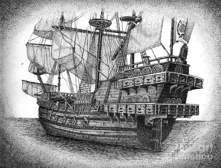 900x684 spanish galleon drawing - Galleon Drawing