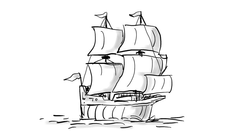 852x480 animation motion graphics showing a drawing - Galleon Drawing