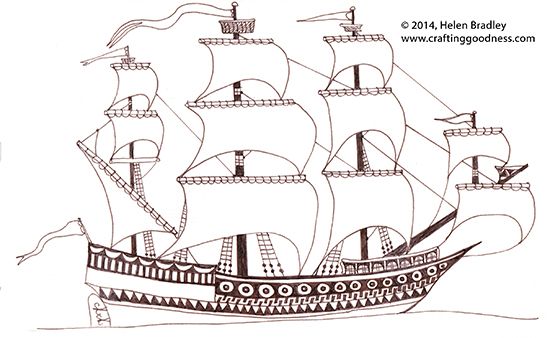 550x338 spanish galleon sailing ship drawing how to draw transportation - Galleon Drawing