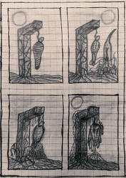 177x250 Gallows Drawing On Scraps Of Paper - Gallows Drawing
