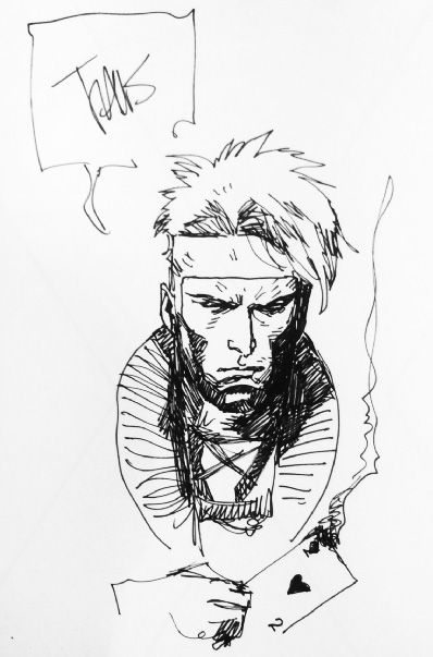 398x603 Gambit Sketch Travis Charest Illustration - Gambit Drawing