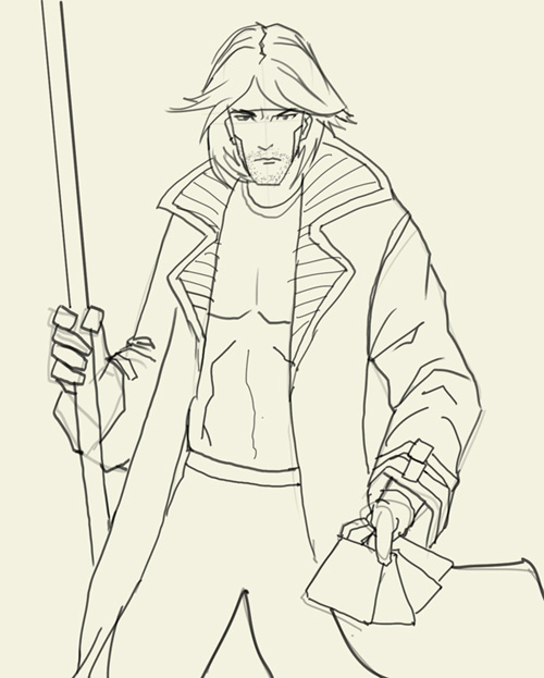 500x623 How To Draw Gambit - Gambit Drawing