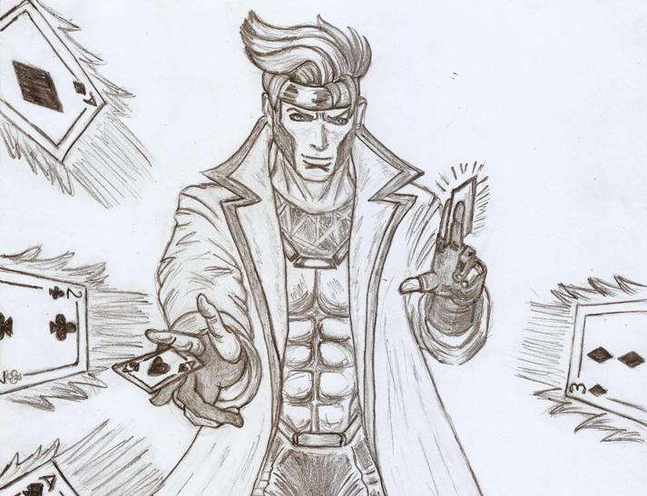 713x547 Marvel Comics Drawing Gambit Of The X Men Steemit - Gambit Drawing