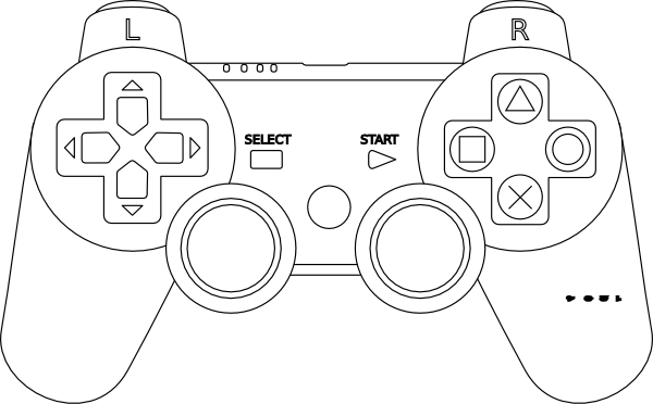 600x372 game console controller outline clip art - Game Console Drawing