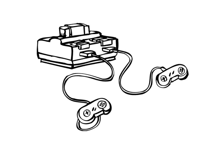 750x531 Coloring - Game Console Drawing