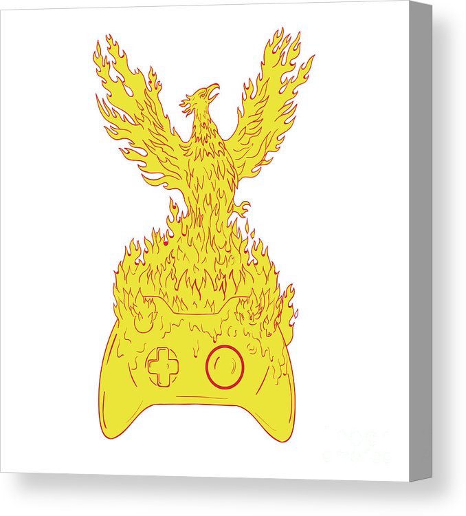 678x750 Phoenix Rising Fiery Flames Over Game Controller Drawing Canvas - Game Controller Drawing