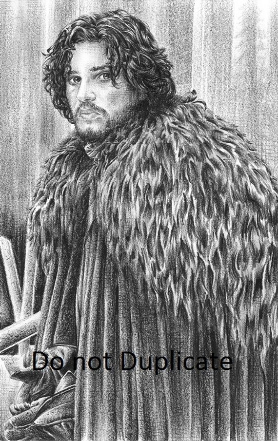 570x905 Jon Snow From Game Of Thrones Drawing X Etsy - Game Of Thrones Drawings
