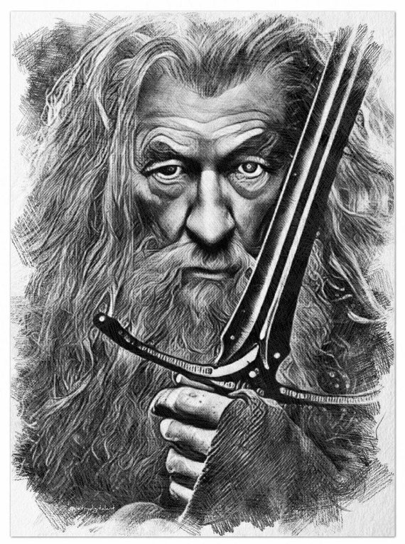 570x766 Gandalf Lord Of The Rings Pencil Drawing Art Print Wall Etsy - Gandalf Drawing
