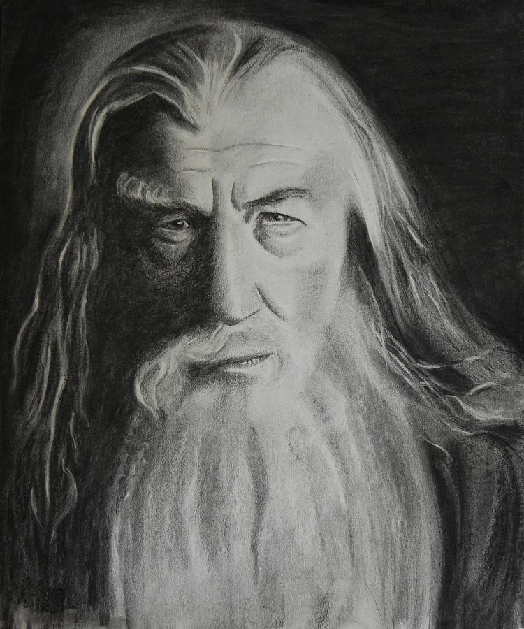 750x900 Gandalf Portrait Charcoal Drawing - Gandalf Drawing