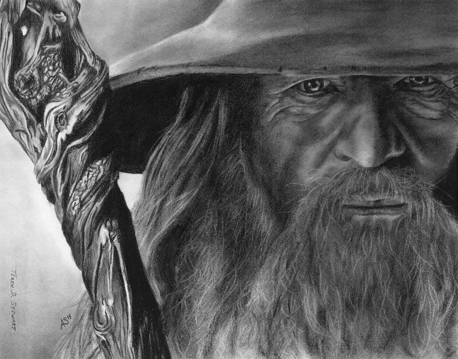900x707 The Grey Wanderer Drawing - Gandalf Drawing