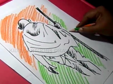 480x360 how to draw mahatma gandhi drawing for kids step - Gandhi Drawing Outline