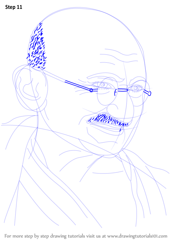 598x844 learn how to draw mahatma gandhi - Gandhi Drawing Outline