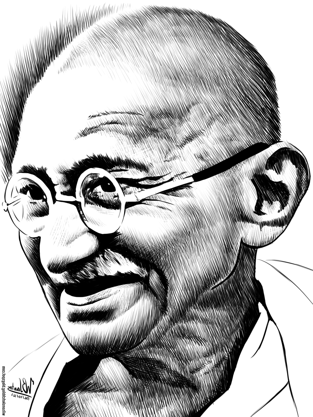 Mahatma Gandhi Easy Pencil Sketch