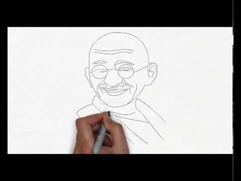 mahatma gandhi drawing easy full body