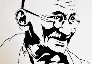300x210 Gandhi Pencil Drawing Outline Outline Sketch Of Gandhiji Photo - Gandhi Drawing Outline