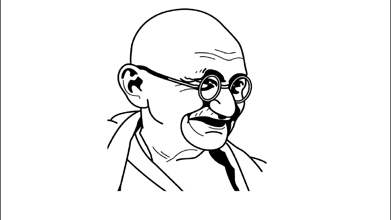 1280x720 how to draw mahatma gandhi ji face drawing step - Gandhi Pencil Drawing