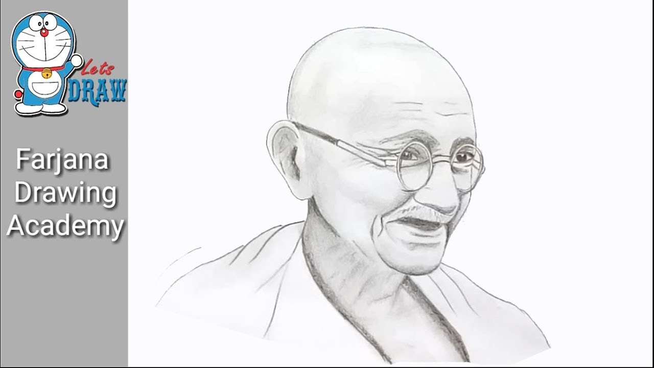 1280x720 how to draw mahatma gandhi step - Gandhi Pencil Drawing