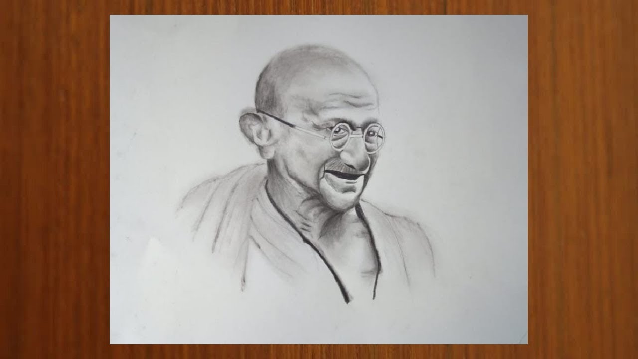 1280x720 mahatma gandhi drawing - Gandhi Pencil Drawing