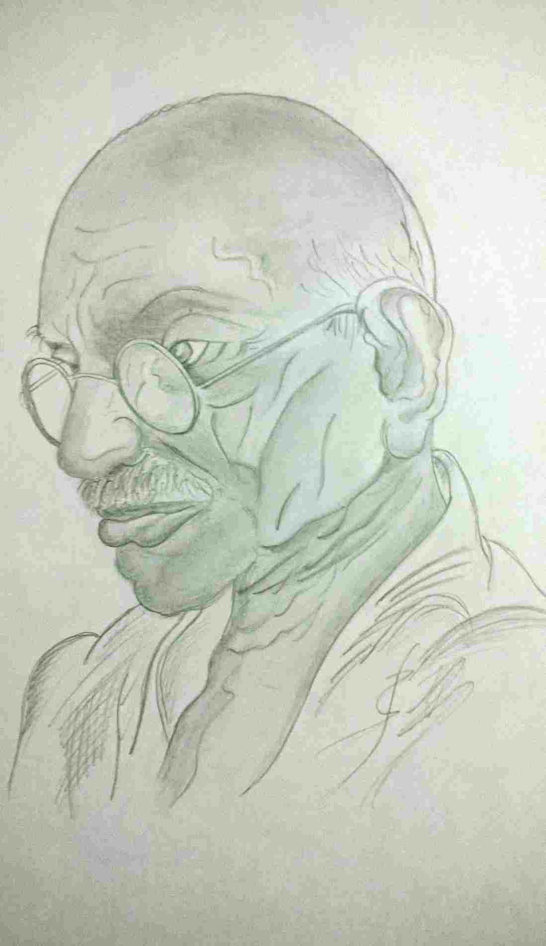 1099x1904 mahatma gandhi pencil drawing - Gandhi Pencil Drawing