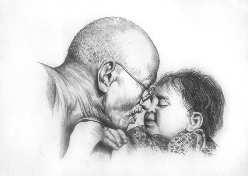 815x580 gandhi pencil drawing - Gandhi Pencil Drawing