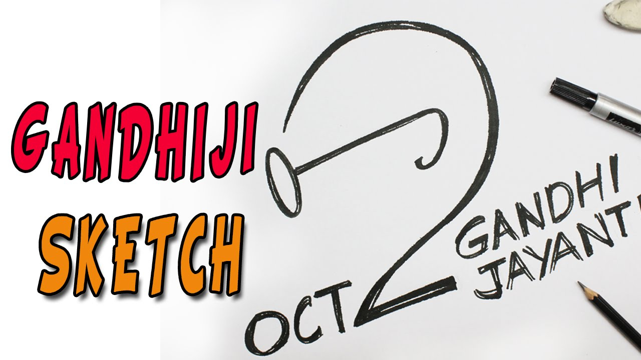 1280x720 Gandhiji Sketch Drawing Easy And Mahatma Gandhi Simple Sketch Easy - Gandhiji Drawing