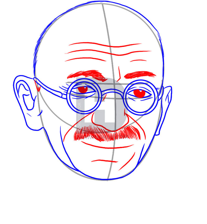 665x720 How To Draw Gandhi, Step - Gandhiji Drawing