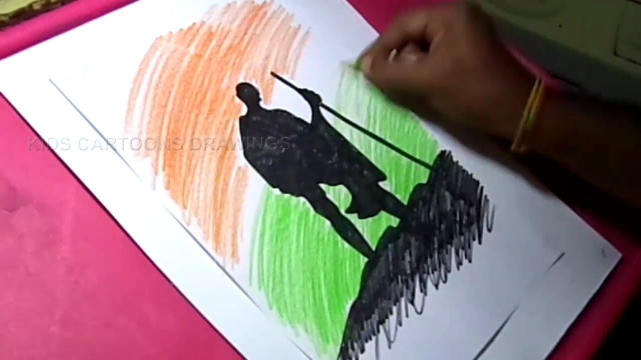 1280x720 Independence Day Drawing For Kids Gandhiji Sketch Photo Easy - Gandhiji Drawing