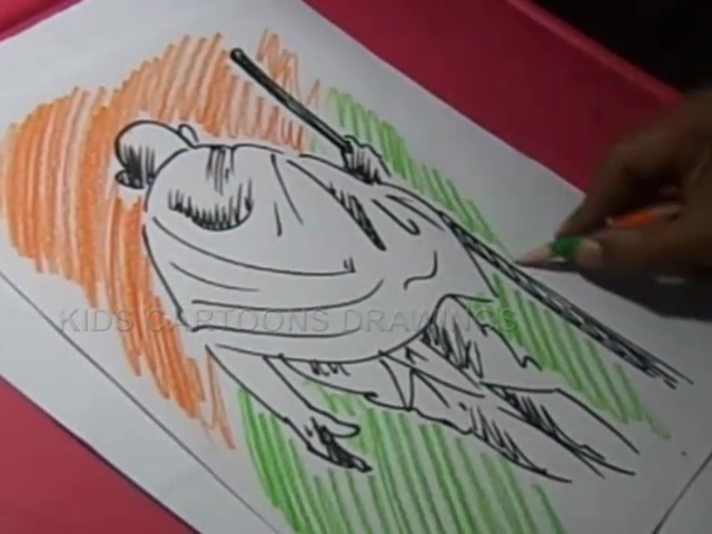 640x480 Kids Cartoon Drawings How To Draw Mahatma Gandhi Standing - Gandhiji Drawing